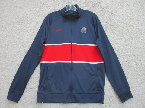 Nike PSG Sweater Large Adult Navy Blue Fitted Full Zip Soccer Futbol Dri Fit Men Cover