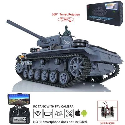 Henglong 1/16 7.0 Panzer III L RTR BB IR RC Tank 3848 360° Turret Gearbox FPV - Image 1 of 4