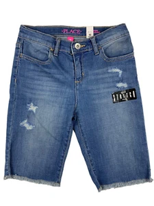 The Children's Place Girl's Super Stretch Denim Shorts Medium Wash - Size 10 NWT - Picture 1 of 10