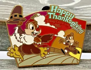 Prendedor Disney Cruise Line DCL - CHIP N DALE - ACCIÓN DE GRACIAS LE 500 MUY RARO - Imagen 1 de 2