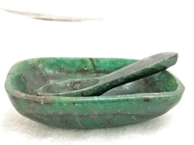 ANTIGUO ANTIGUO RARO MEDICINA MUGHAL MOLINILLO DE MANO CUENCO DE PIEDRAS PRECIOSAS CON CUCHARA Foto 1 de 4