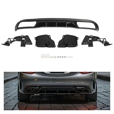 Fits Mercedes Benz W205 C300 2015-2018 Rear Diffuser W/Exhaust Tips Gloss Black - Image 1 of 4