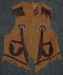 Red River Neiman Marcus Suede Vest Western Child Kids Size 6-8 M Vintage - Picture 1 of 7