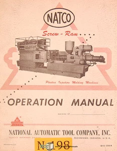 Natco 600, moldeo por inyección de plástico (A-Z), manual de operaciones y piezas 1964 - Imagen 1 de 7
