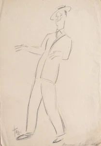Dessin de PAZZI (1897-1934) portrait de Maurice CHEVALIER signé vers 1930 - Bild 1 von 1
