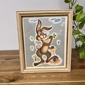 “ FLOPPY” Bunny Rabbit with Carrots Vintage Kids Room Decor Litho Made In USA - Picture 1 of 9