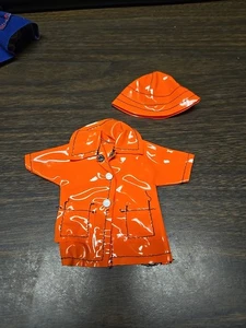 Vintage Brunette Susie Sad Eyes Doll Suzy in Orange Slicker And Hat - Picture 1 of 6