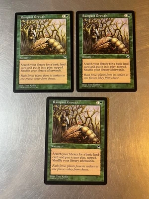 3x Rampant Growth 1997 Tempest Magic Cards LP Condition - Image 1 of 2