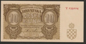 1941 CROATIA 10 KUNA NOTE UNC - Picture 1 of 2
