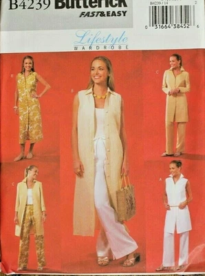 Butterick 4239 Misses Jacket, Duster or Dress & Pants Sewing Pattern 8-10-12 OOP - Image 1 of 2