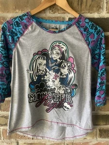 Monster High Girls XL 14-16 Grey Long Sleeve Shirt Sparkles Official Merch - Picture 1 of 4