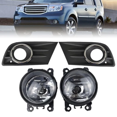 Par de luces antiniebla izquierda derecha Honda Pilot 2012-2015 con cubierta y moldura cromada Foto 1 de 4