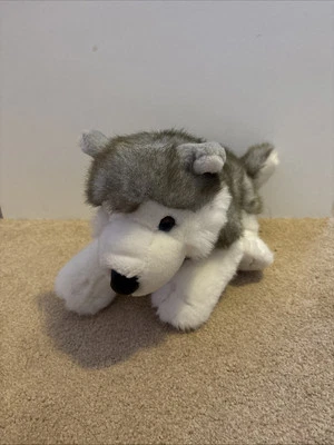 Build A Bear Kennel Pals Husky Dog Barks Blue Eyes Collar Gray White 15 “Plush - Image 1 of 4