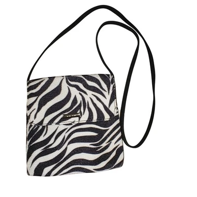 Nine West Zebra Print Crossbody Small Bag Black White Snap Closure Strap - Image 1 of 4