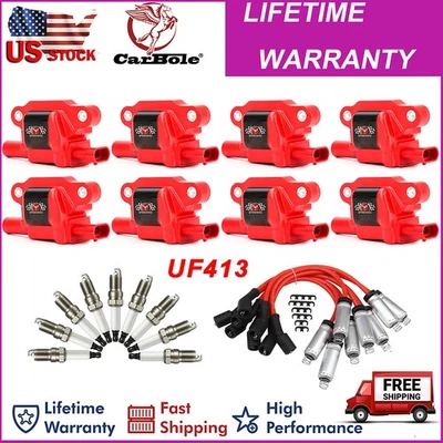 8x Bobina de encendido y bujía y cables para Chevy Silverado 1500 2500HD GMC Sierra Foto 1 de 4