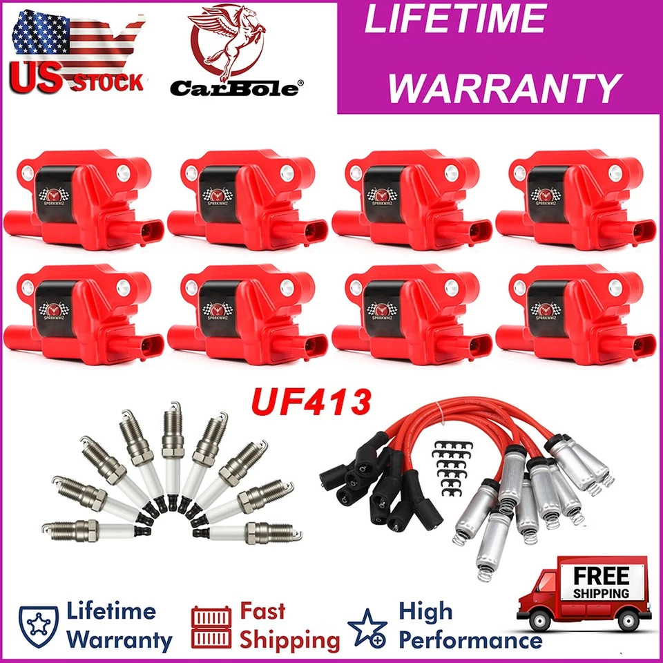 8x Bobina de encendido y bujía y cables para Chevy Silverado 1500 2500HD GMC Sierra Foto 1 de 4