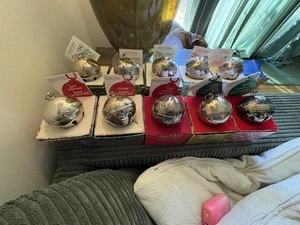 Wallace Silber Schlitten Glocke Weihnachtsschmuck 1980 bis 1989 Komplett Lot - Bild 1 von 12