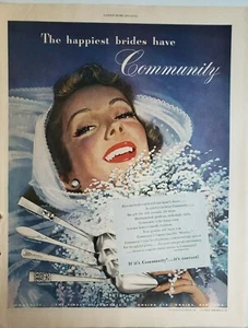 2 Anuncios Vintage 1948 Comunidad Oneida Impresos Efímera Arte Decoración por Jon Whitcomb - Imagen 1 de 2