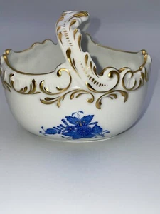 Herend Hungary Oval Basket Chinese Bouquet Blue Trinket - Picture 1 of 8