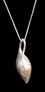 Michael Dawkins Modernist Abstract Sterling Silver Teardrop Pendant Necklace - Picture 1 of 9