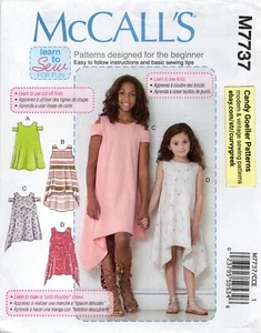McCall's M7737 LEARN TO SEW Hi-Lo, Asymmetric, Cold Shoulder Tent Dress Sz 7-14 - Picture 1 of 4