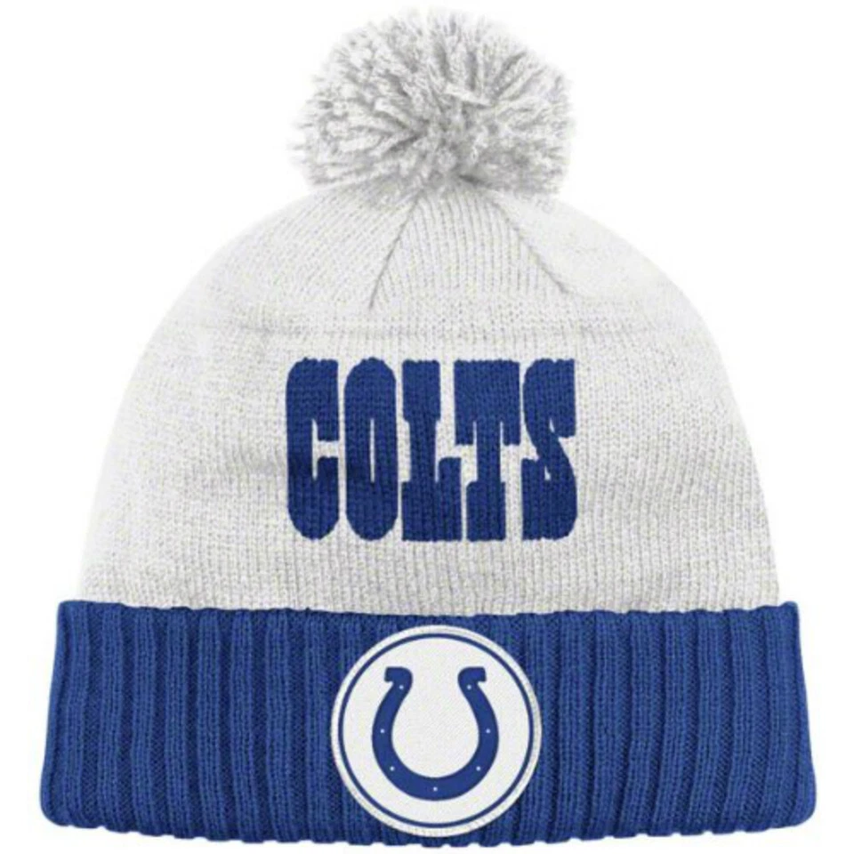 Mitchell & Ness Indianapolis Colts Palabra Logo Puño Tejido Gorro Gorra - Blanco Foto 1 de 1