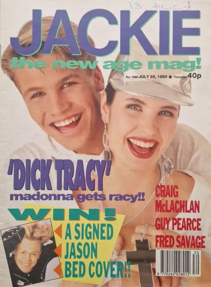 Jackie Magazine 28 July 1990 - Kylie, Guy Pearce, Fred Savage, Tayler Kane - Image 1 of 4