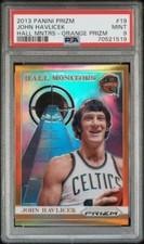 2013-14 Panini Prizm Hall Monitors Orange Prizms /60 John Havlicek #19 PSA 9 HOF