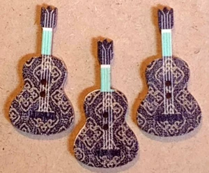 3 Multi-color Guitar Crafting Buttons Sewing Wood 1  3/8 inch  - Picture 1 of 2