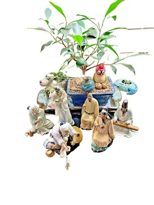 Set of 6 Antique 1920s Chinese Hand-Painted Various different Mud Figures - Picture 1 of 11
