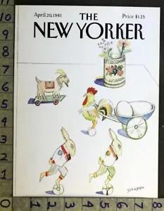 1981 HOLIDAY EASTER BUNNY EGG TOY SAUL STEINBERG ARTIST NEW YORKER COVER FC505 - Picture 1 of 1