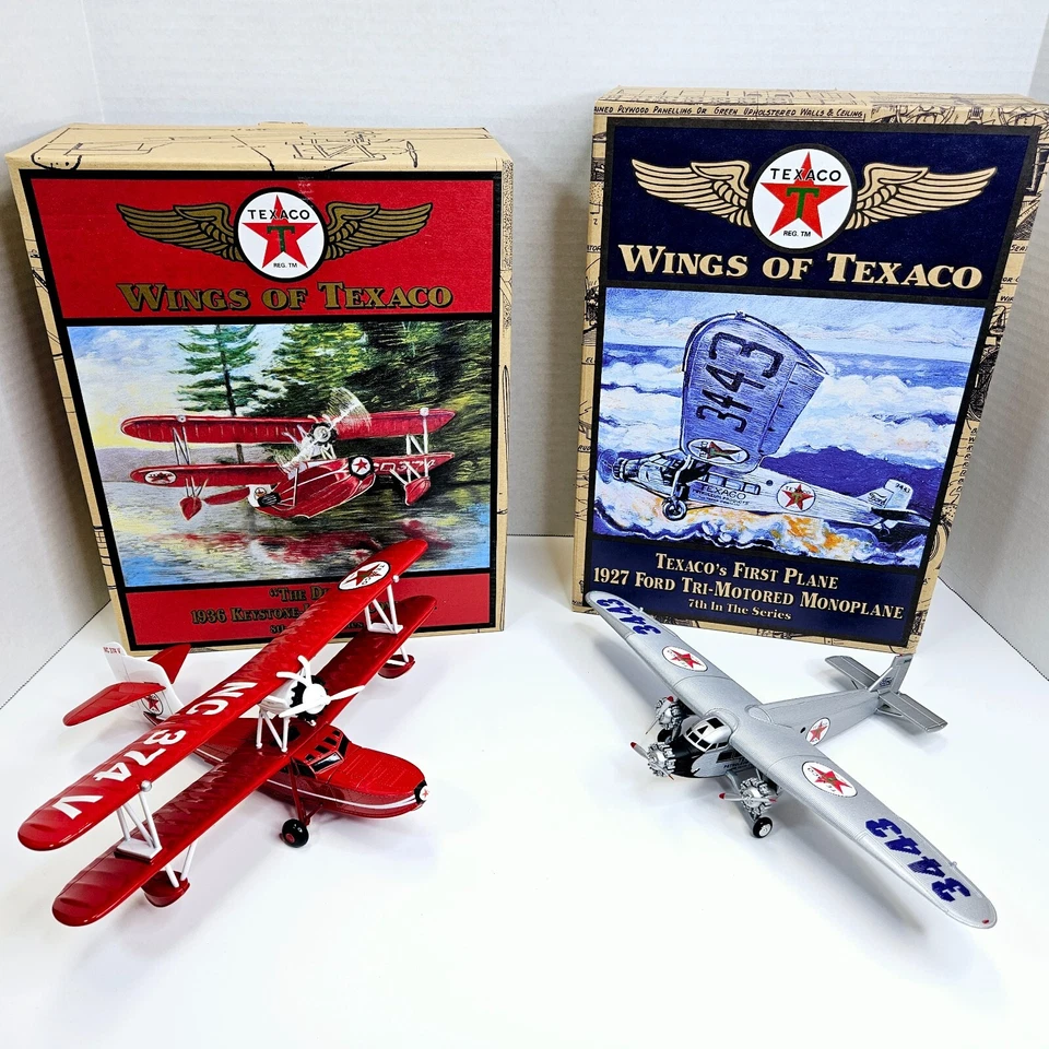 Lote Wings of Texaco Serie 8 El Pato y 7 1927 Ford Tri-Motor Diecast Bank Ertl Foto 1 de 4