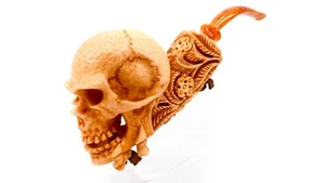 S.Yanik Meerschaumpfeife Handmade Skull Smoking Pipe, Ornament Tabakpfeife - Bild 1 von 10