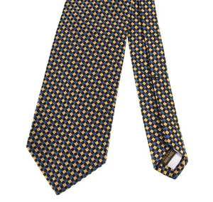 Corbata de seda Charvet Place Vendome azul marino bronce tejido para cesta rejilla a cuadros - Imagen 1 de 5