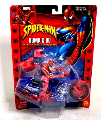 VTG 2002 Marvel Spider-Man Bump & Go Motorcycle Working Lights & Action New! - Image 1 of 4