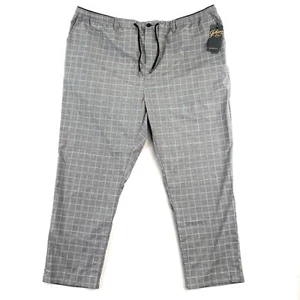 Johnny Bigg Mens Linen Blend Floyd Check Grey Drawstring Pants Size 48 New - Picture 1 of 10