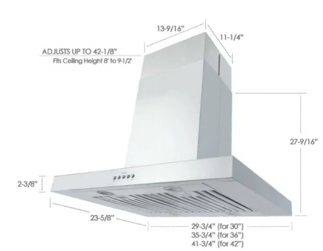 Kobe ISX2130SQB-2, 280–680 куб. футов/мин, 30-дюймовая широкая островная вытяжка с тихим режимом - Изображение 1 из 4