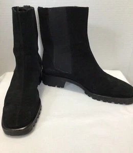 Salvatore Ferragamo Sport black suede pull on Square Toe Ankle boot 8B - Picture 1 of 8