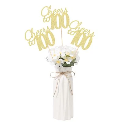 Saludos a 100 Centros de Mesa Oro Brillo 100 Cumpleaños Decoraciones Foto 1 de 4