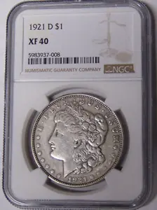 NGC XF40 1921-D Morgan Silver Dollar Denver Mint #5983937-008 - Picture 1 of 3