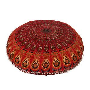Large Mandala Floor Pillow Round Bohemian Meditation Cushion Cover Ottoman Pouf
