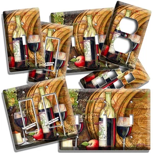 FRENCH WINE BOTTLE BARREL CHEESE GRAPES LIGHT SWITCH OUTLET PLATES KITCHEN DECOR - Picture 1 of 34