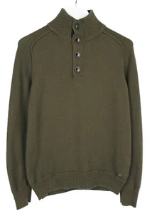 HUGO BOSS Keandre Jumper Men's MEDIUM Pullover Half Button Knitted Green - Picture 1 of 10