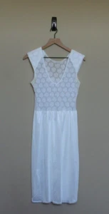 Vintage Slip 80s 90s Lace Shoulder Pads White Size Small 4 6 Stretch V Neck - Picture 1 of 3