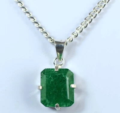 Colgante de piedras preciosas de corte esmeralda natural de Zambia de 14,55 quilates de 15 x 12 mm para hombre Foto 1 de 4
