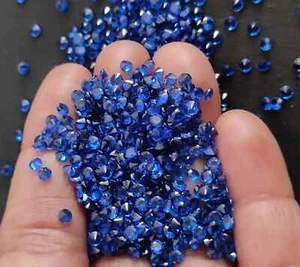 3 MM 100 Pcs Lot Natural Blue Color Sapphire Round Cut Certified Loose Gemstone - Picture 1 of 7