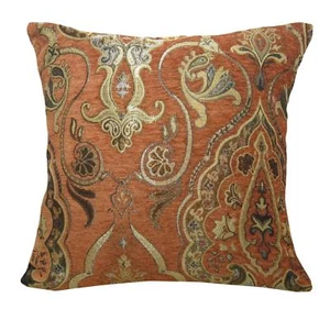 Wd39Aa Reddish Brown Damask Chenille Flower Throw Cushion Cover/Pillow Case*Size - Picture 1 of 5