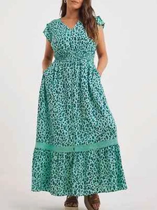 Joe Browns MAXI Dress GREEN Leopard Print Sizes 14 16 18 20 22 24 26 28 30 32 - Picture 1 of 8