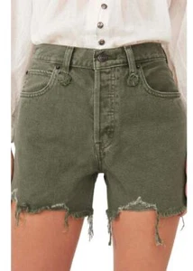 Free People Makai abgeschnittene Damenjeans Shorts Armee Größe 26 1462 - Bild 1 von 3