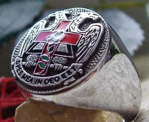 MASONIC MASON 32nd DEGREE RING BAGUE SIGNET SILVER PIN PATCH [D93 STEEL]